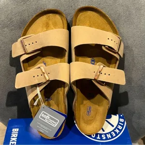 Birkenstock Men’s Arizona Soft Footbed Sandals Oiled Leather Tabacco Size 10 US
