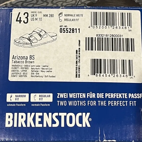 Birkenstock Men’s Arizona Soft Footbed Sandals Oiled Leather Tabacco Size 10 US