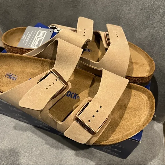 Birkenstock Men’s Arizona Soft Footbed Sandals Oiled Leather Tabacco Size 10 US