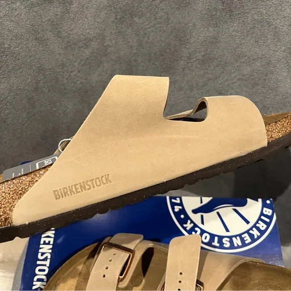 Birkenstock Men’s Arizona Soft Footbed Sandals Oiled Leather Tabacco Size 10 US