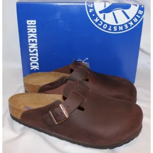 Birkenstock Men's Boston Natural Oiled Leather Clogs Sandals Habana NIB Sz US 10