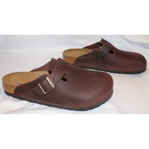 Birkenstock Men's Boston Natural Oiled Leather Clogs Sandals Habana NIB Sz US 10