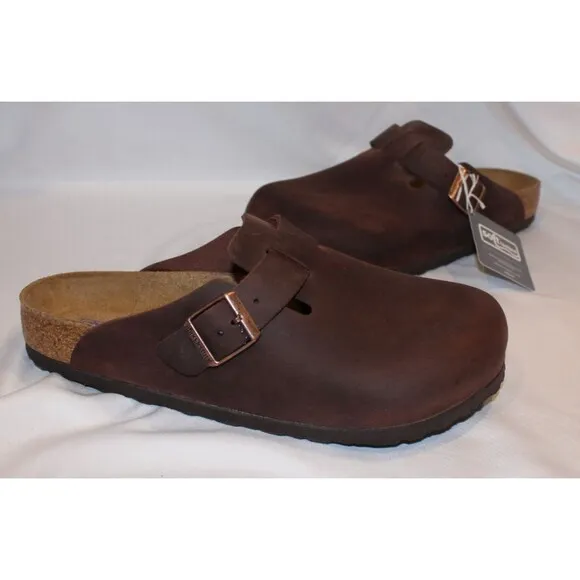 Birkenstock Men's Boston Natural Oiled Leather Clogs Sandals Habana NIB Sz US 10
