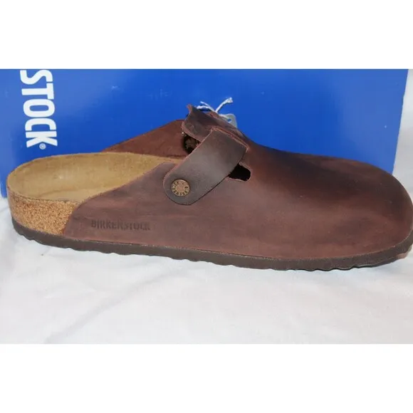 Birkenstock Men's Boston Natural Oiled Leather Clogs Sandals Habana NIB Sz US 10