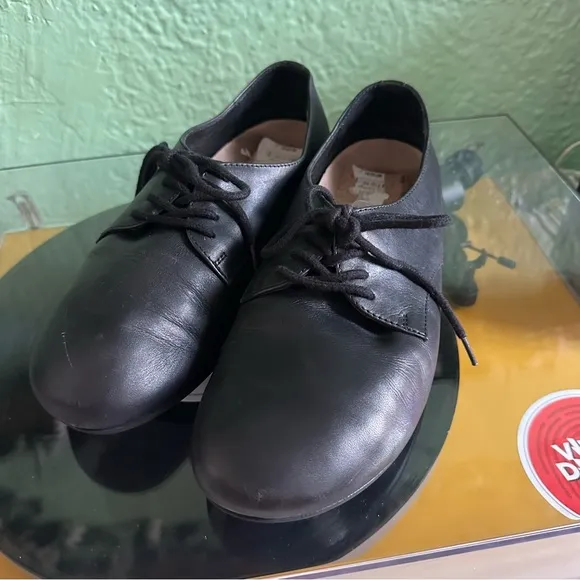 Birkenstock SAUNDERS Black Napa Leather Derby Oxford Lace-Up Shoes 37