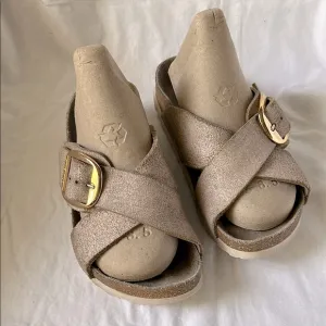 Birkenstock Tan Suede Sandals Sienna Big Buckle