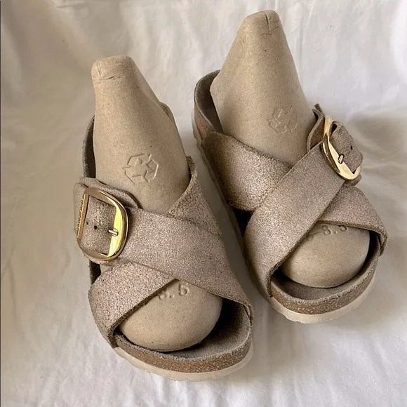 Birkenstock Tan Suede Sandals Sienna Big Buckle