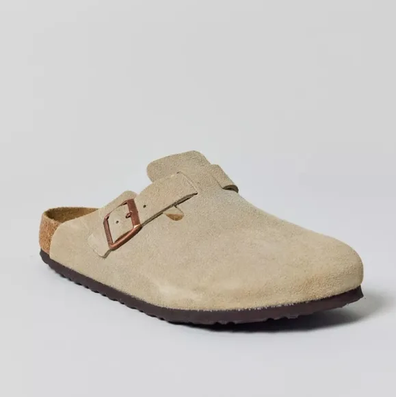 Birkenstock Unisex Boston Soft Footbed Clogs, Color: Taupe, Retail $165.00 US