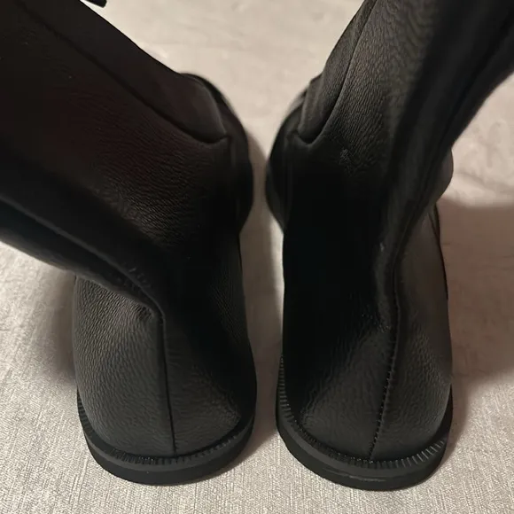 Black Leather Womens Ankle Boots Lace Up Size 41