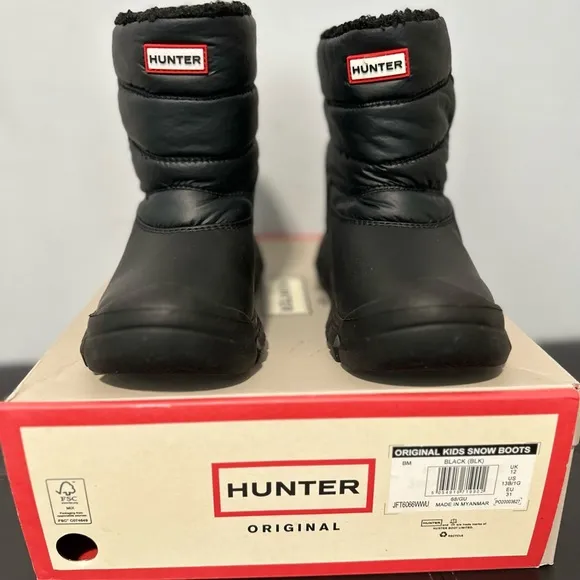 Black Short Hunter Weatherized Boots Kids Size 12