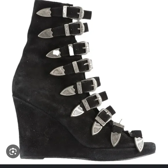 Black Wedge Boots