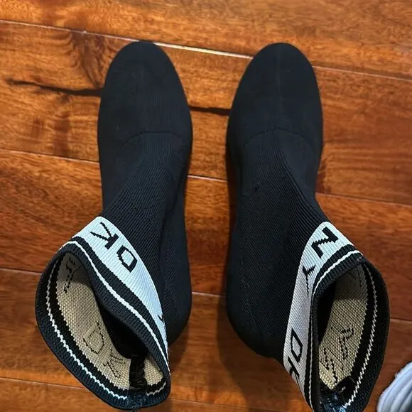 Black DKNY Tessa Sock Ankle Monogram Boots