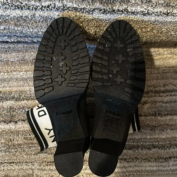 Black DKNY Tessa Sock Ankle Monogram Boots