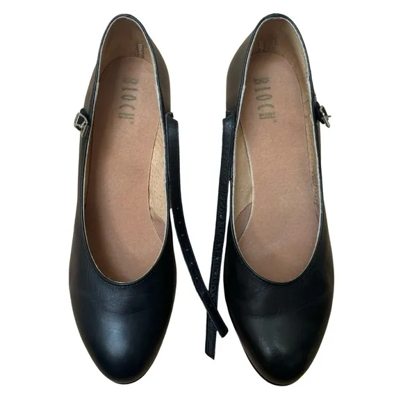 BLOCH Cabaret Character Shoes Black 2.5” Heel Leather Stage Theater