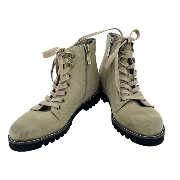 Blondo Boots Rachelle Waterproof Mushroom Nubuck Booties Lace up SZ 7 New