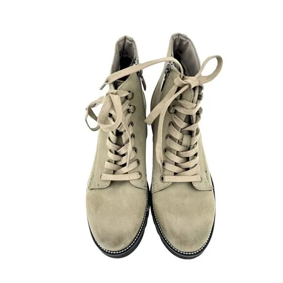 Blondo Boots Rachelle Waterproof Mushroom Nubuck Booties Lace up SZ 7 New
