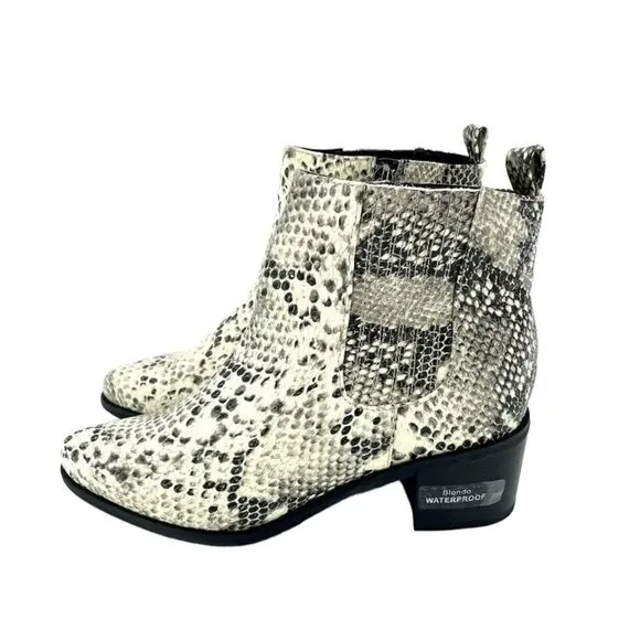 Blondo Elvina Booties Block Heel Snake Print Ankle Boots Shoes SZ 7.5 New
