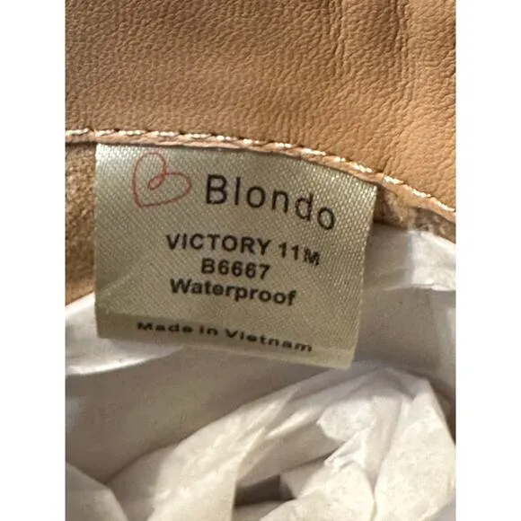 Blondo Victory Zip Up Ankle Bootie Tan Suede Upper Size 11 NWOT Waterproof Comfy