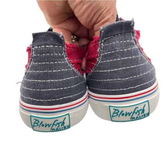 Blowfish Malibu Slip-On Sneakers Red, White, &amp; Blue Stars Distressed Size 9