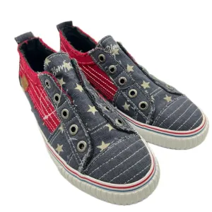 Blowfish Malibu Slip-On Sneakers Red, White, &amp; Blue Stars Distressed Size 9