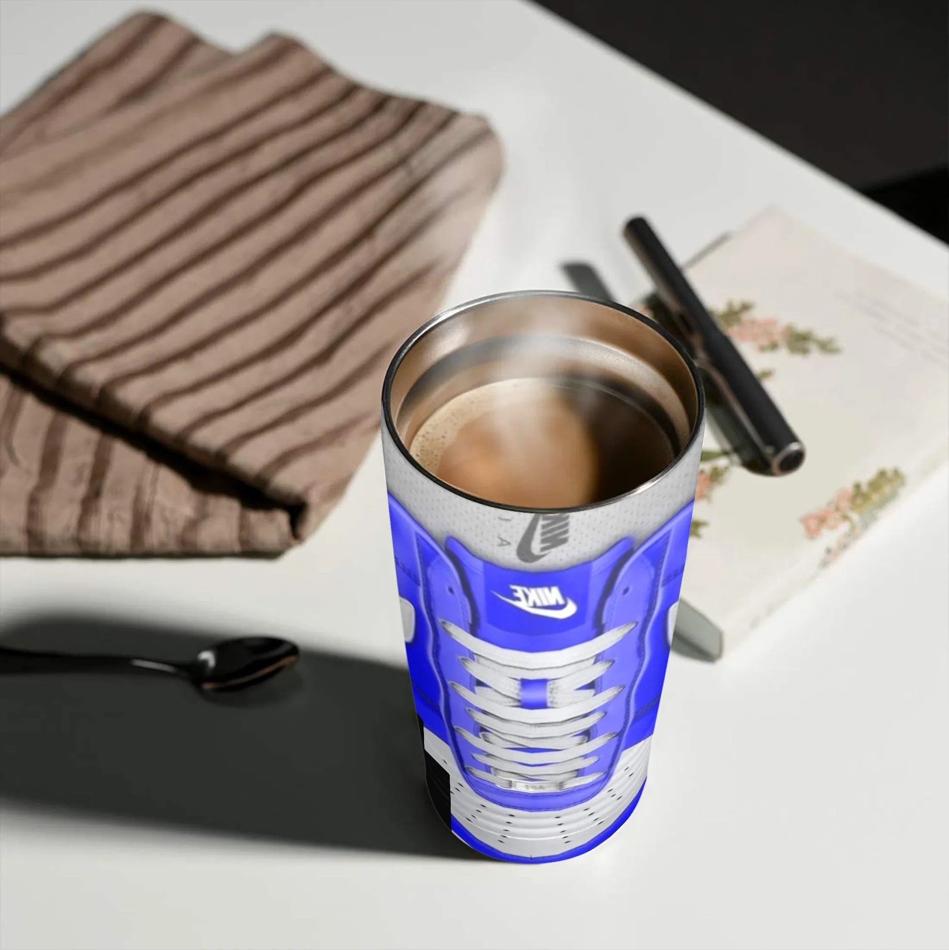 Blue and White Sneakers 20oz Insulated Stainless Steel Mobile Tumbler