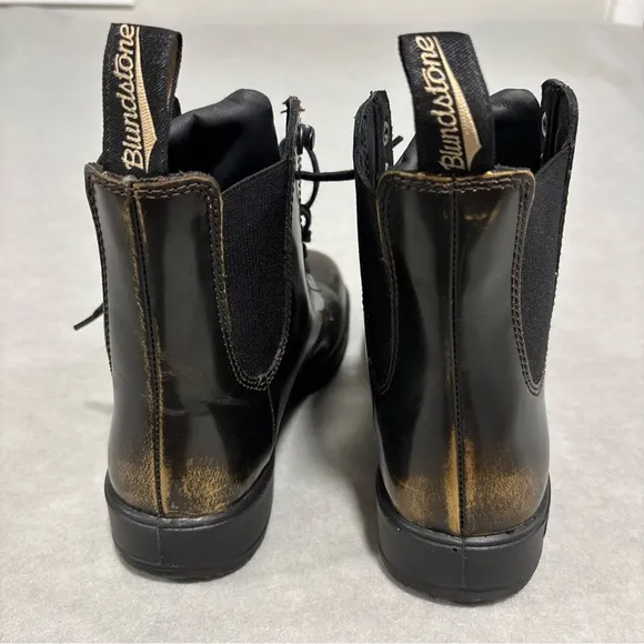 Blundstone Boots Women's 6.5 Lace Up Gore 2218 Black Gold Shimmer Leather NWOT