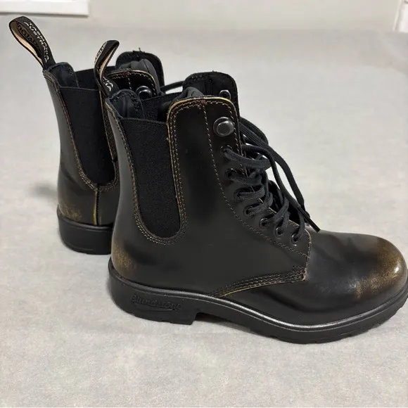 Blundstone Boots Women's 6.5 Lace Up Gore 2218 Black Gold Shimmer Leather NWOT