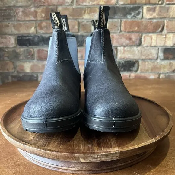 Blundstone Original 2209 Gray Denim Leather Suede Ankle Boots Size 10 M