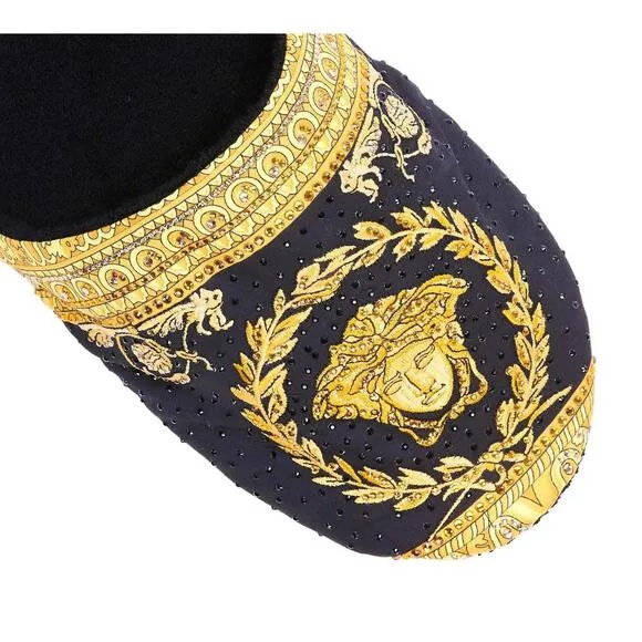 BNWT Versace Women’s Crystal Embellished Baroque Print Slides Size Medium US 8/9