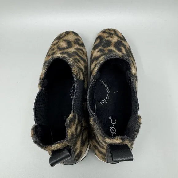 Boc Born Boots Women's 7 Leopard Print Kara Pull On Ankle Chelsea Booties New