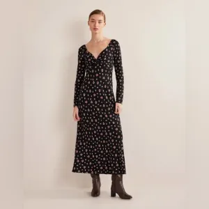 BODEN Sweetheart Jersey Midi Dress Black Rose Pop 10P