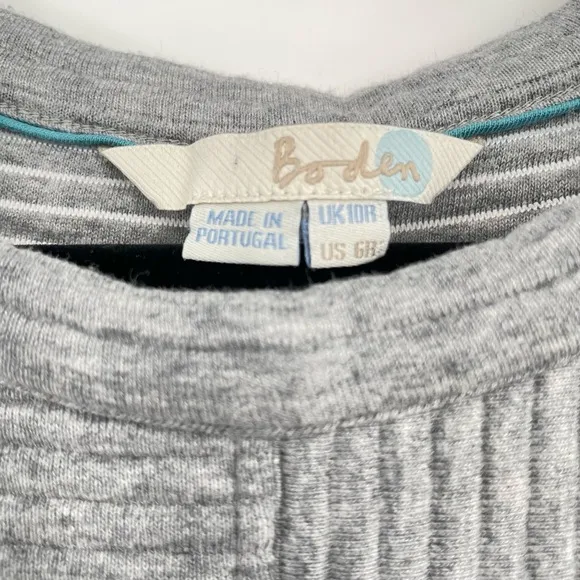 Boden Womens Grey Ottoman Ribbed Short Sleeve Knee Casual Length Dress Size 6