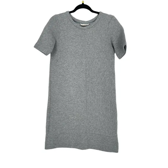 Boden Womens Grey Ottoman Ribbed Short Sleeve Knee Casual Length Dress Size 6