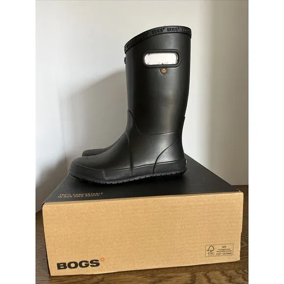 BOGS Unisex Kids' Rainboot Plush Rain Boots Black - 72804-001, Black Size 3