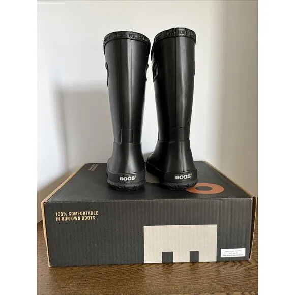 BOGS Unisex Kids' Rainboot Plush Rain Boots Black - 72804-001, Black Size 3
