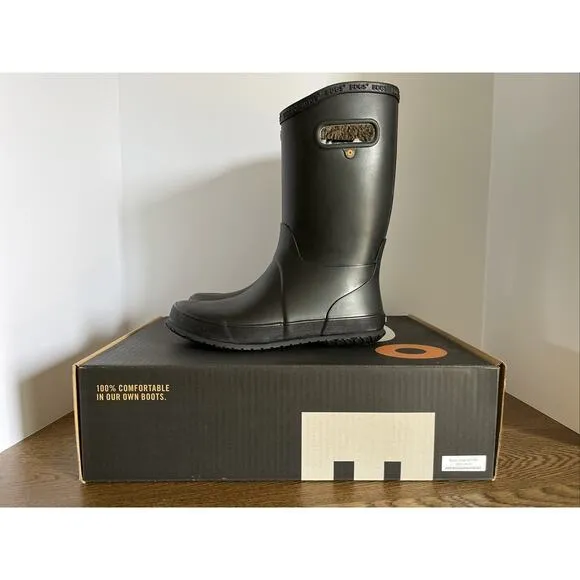 BOGS Unisex Kids' Rainboot Plush Rain Boots Black - 72804-001, Black Size 6