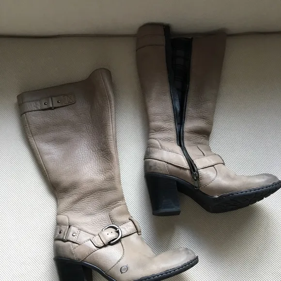 Born Boots - taupe leather knee high