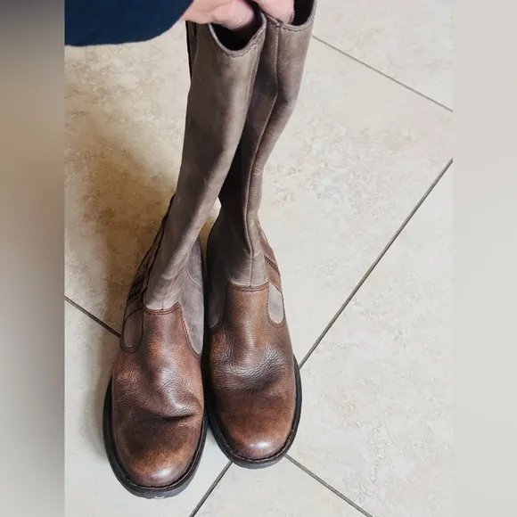 Born Brown Knee-High Leather Boots with Zipper Detail