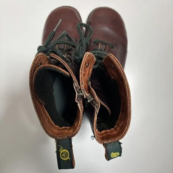 BORN Brown Leather Combat Boots Side Zip Lace Up Trooper Punk Womens 8.5 Grunge
