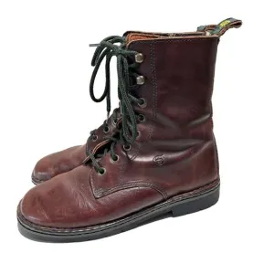 BORN Brown Leather Combat Boots Side Zip Lace Up Trooper Punk Womens 8.5 Grunge