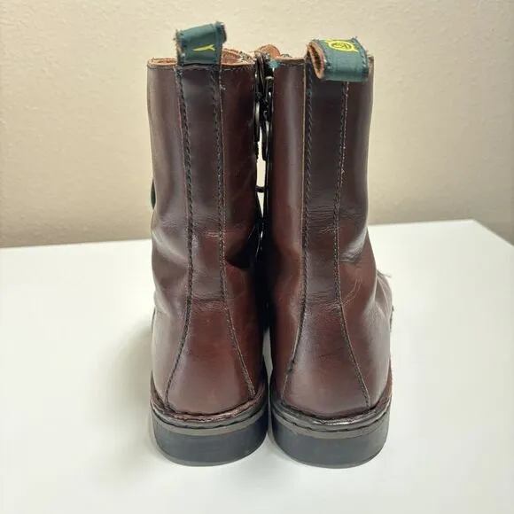 BORN Brown Leather Combat Boots Side Zip Lace Up Trooper Punk Womens 8.5 Grunge