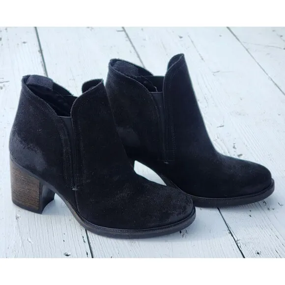 Bos. &amp; Co. Belfield Portugal Women's Black Suede Heeled Ankle Boots US 8.5 EU 39