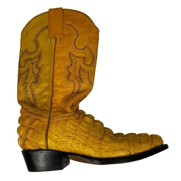 Botas Rio Viejo Saxifon Caiman Belly Cowboy Boots Tan Sz 7 Handmade Mexico
