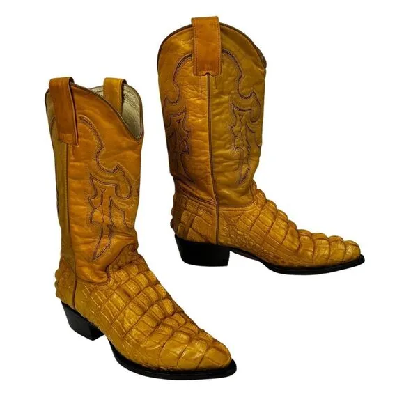 Botas Rio Viejo Saxifon Caiman Belly Cowboy Boots Tan Sz 7 Handmade Mexico