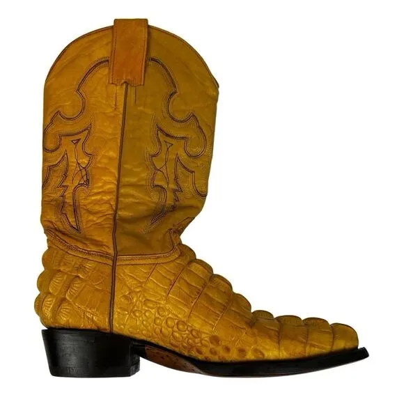Botas Rio Viejo Saxifon Caiman Belly Cowboy Boots Tan Sz 7 Handmade Mexico