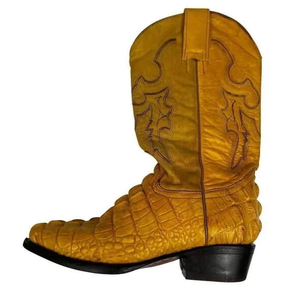 Botas Rio Viejo Saxifon Caiman Belly Cowboy Boots Tan Sz 7 Handmade Mexico