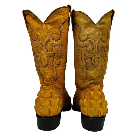 Botas Rio Viejo Saxifon Caiman Belly Cowboy Boots Tan Sz 7 Handmade Mexico