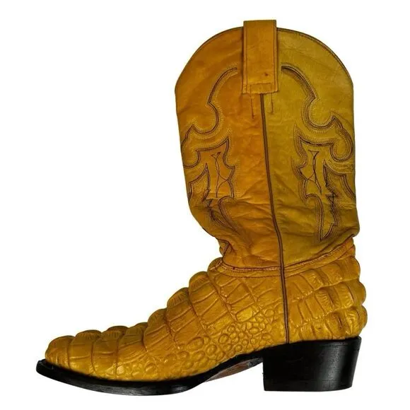 Botas Rio Viejo Saxifon Caiman Belly Cowboy Boots Tan Sz 7 Handmade Mexico
