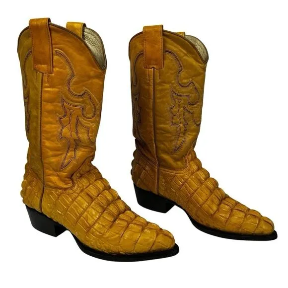 Botas Rio Viejo Saxifon Caiman Belly Cowboy Boots Tan Sz 7 Handmade Mexico