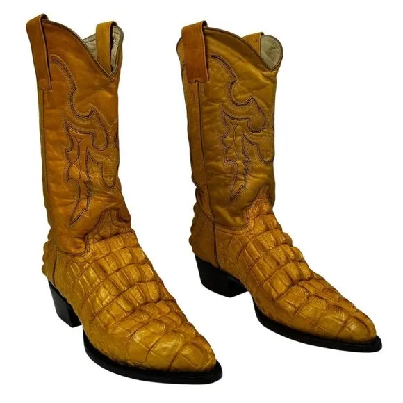 Botas Rio Viejo Saxifon Caiman Belly Cowboy Boots Tan Sz 7 Handmade Mexico